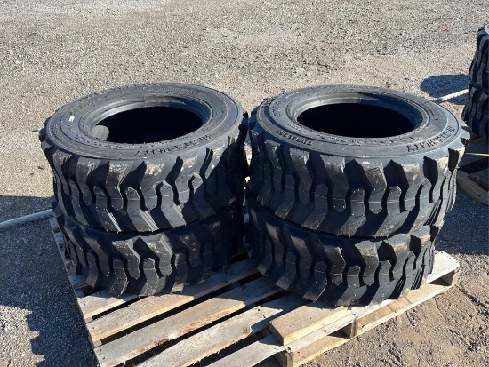 "ABSOLUTE" Set of Unused 12-16.5 Skid Steer Tires