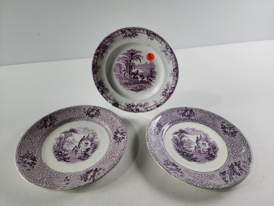 (3) Roselle Decorative Plates
