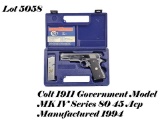 Colt MK IV Government Model 45ACP Semi Auto Pistol