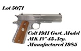 Colt 1911 Government Model 45ACP Semi Auto Pistol