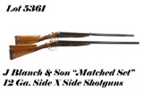 J Blanch & son Matched SidexSide Set 12Ga SideXSide Shotgun