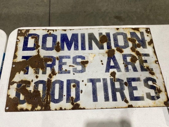 30"x18" Dominion Tires Tin Sign