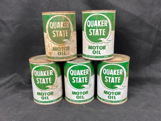 "ABSOLUTE" (5) Unopened Quaker State 1qt Oil Cans