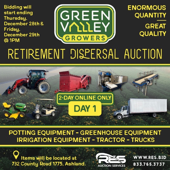 Green Valley Growers 2-Day Online Only Retirement