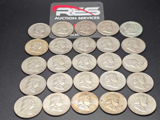 (25) Franklin Silver Half Dollars 1957-1963