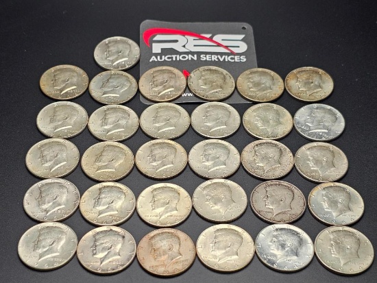 (24) 1964 Silver Kennedy Half Dollars & (7) Kennedy Silver Clad Half Dollars