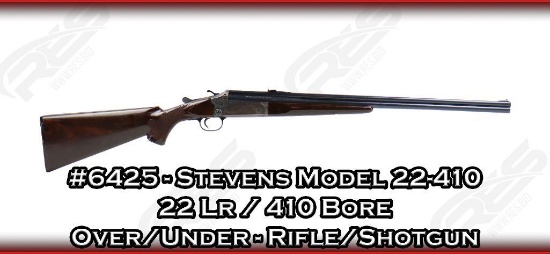 Stevens Model 22-410 22 Lr / 410 Bore Over/Under - Rifle/Shotgun