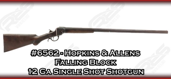 Hopkins & Allens Falling Block 12 Ga Single Shot Shotgun