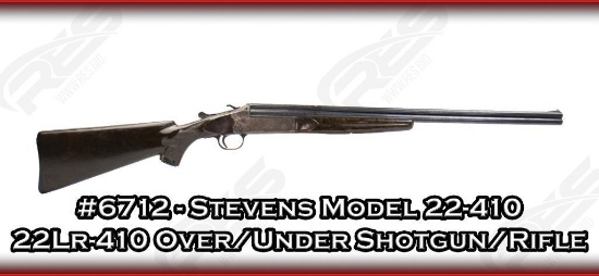 Stevens Model 22-410 22Lr-410 Over/Under Shotgun/Rifle