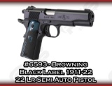 Browning Black Label 1911-22 22 Lr Semi Auto Pistol