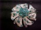 Emerald green rhinestone brooch