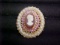 Rhinestone & faux pearl cameo brooch