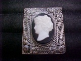 Antique Czechoslovakia filigree cameo brooch