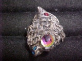 Awesome sterling silver wizard w/ crystal ball bikers ring size 12.5