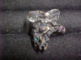 Sterling silver cherub ring with crystal & rhinestones size 7