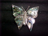 Artist signed sterling silver & abalone butterfly pin