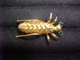 Very nice rhinestone eyes cricket pin