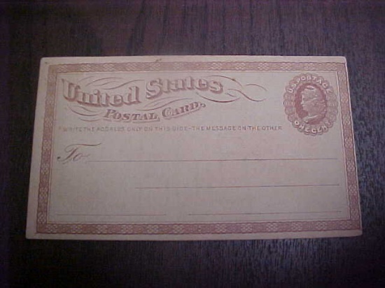 Unused 1870's United States postal card