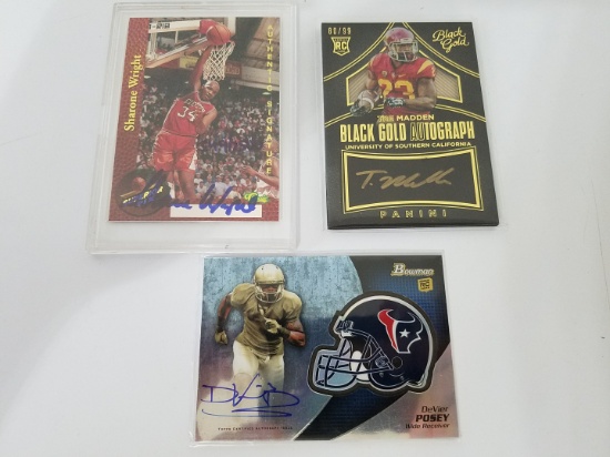 Lot of 3 signed sports relic cards