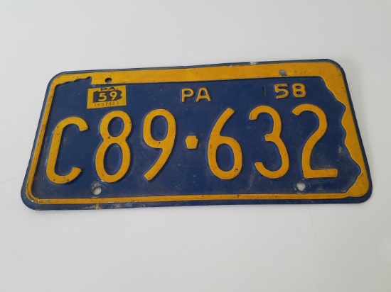 1958 Pennsylvania license plate