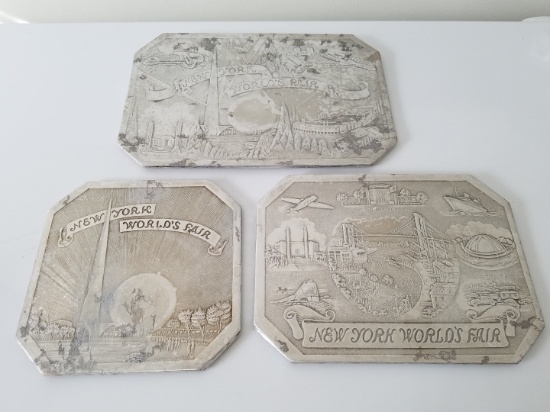 1939 New York Worlds Fair trivets lot of 3