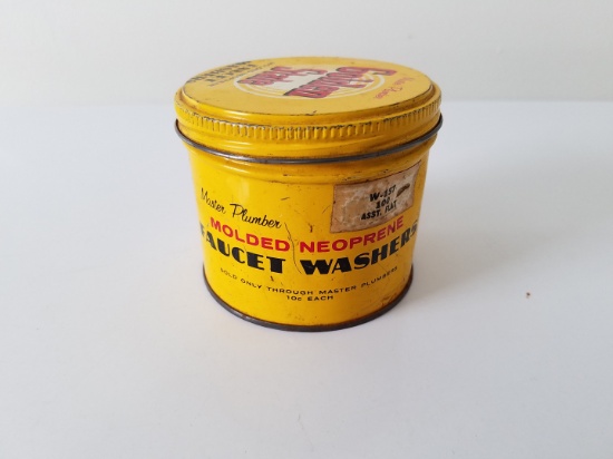 Vintage faucet washers tin