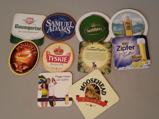 Variety of advertising beer coasters