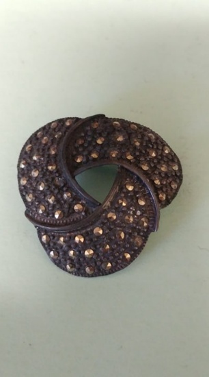 Fantastic sterling silver & marcasite brooch