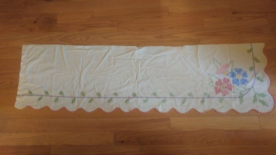 63" embroidered dresser scarf