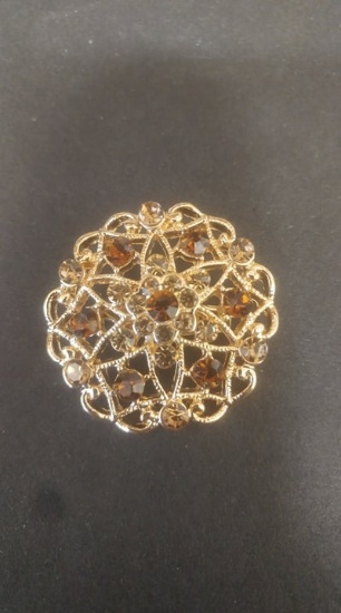Amber rhinestone pin
