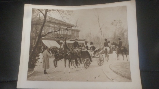 Early 9x12 print of horse drawn wagon
