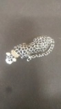 Leopard rhinestone pin