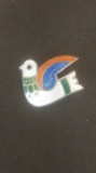 Sterling silver & enamel dove pin