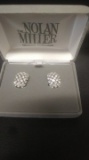 Nolan Miller clip rhinestone earrings in box