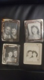 Old photograph lot with metal frames