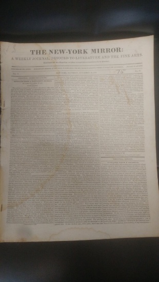 1832 New York Mirror weekly journal