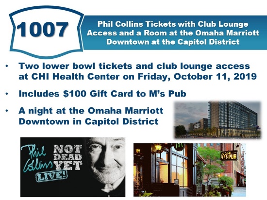 Phil Collins Tickets with Club Lounge Access and a Room at the Omaha Marriott Downtown