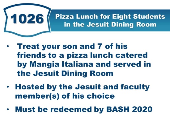Pizza Lunch for Eight Students in the Jesuit Dining Room