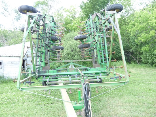 John Deere 1060 55' Double Fold Cultivator with John Deere harrows