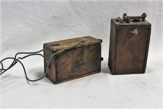 Antique Wood spark coils.  Stamped Ford Set of 2