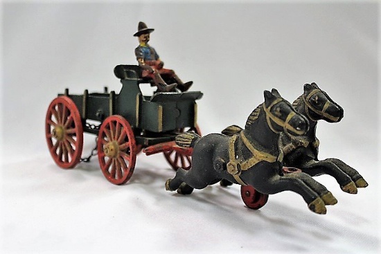 Cast Iron Horse Drawn Wagon.