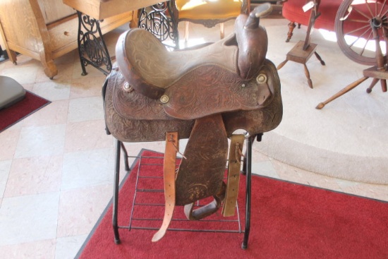 Leather Tooled Saddle.