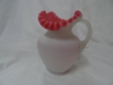 Pink and White Fluted Pitcher.