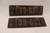 Set of 2 Wisconsin License Plates