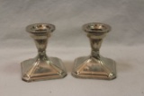 Pair of Steling Silver Square Candle Holders.