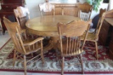 Oak Pedestal Table with 6 Chairs