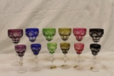 Set of 12 Handcut Lead Crystal Stemmed Glasses.