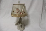 Van Briggle Lady Sitting on Rock Lamp with Shade