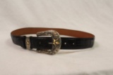 Sterling Silver Belt Buckle and Leather Belt.