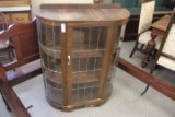 Leaded Glass Curved 3-Shelf Display Case.